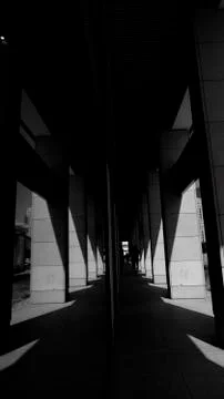 Perspective between buildings, black and white Stock Photos