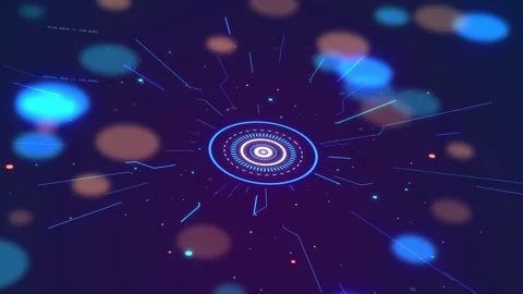 Perspective Blue HUD Scanner Ring with Circuit Traces and Bokeh Vidéo 347777316