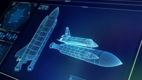 Perspective blue Mission Control Center screen with indicators and launch Video stock 140915284