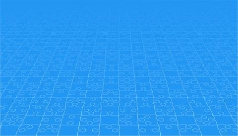 Perspective Blue Puzzles Pieces - Vector Jigsaw Illustrazione stock