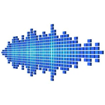 Perspective blue sound waveform made of cubes Stockillustratie