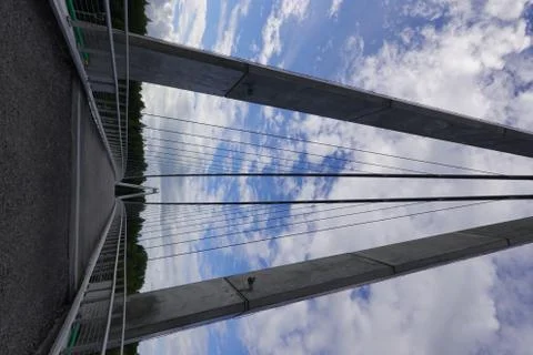 Perspective with a bridge with cloud sky Stock Photos