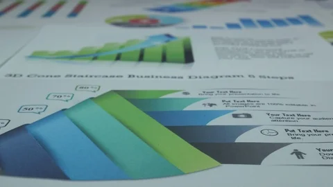 Perspective business chart on a desk in a modern office Stock Footage 87917902