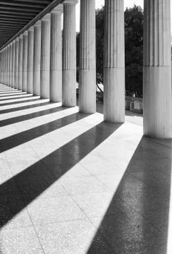 Perspective of classical greek columns Stock Photos