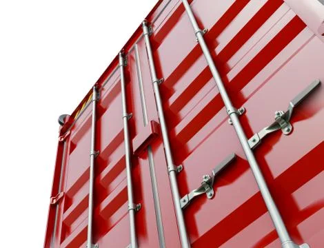 Perspective close-up of red container's door Illustrazione stock