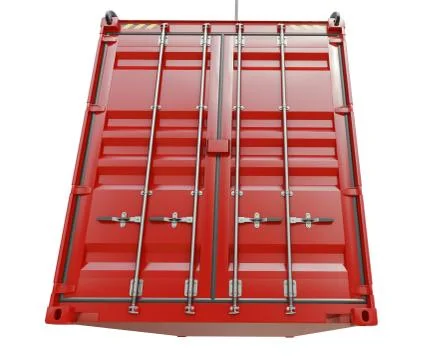 Perspective close-up of red container's door Illustrazione stock