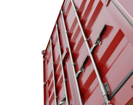 Perspective close-up of red container's door Illustrazione stock