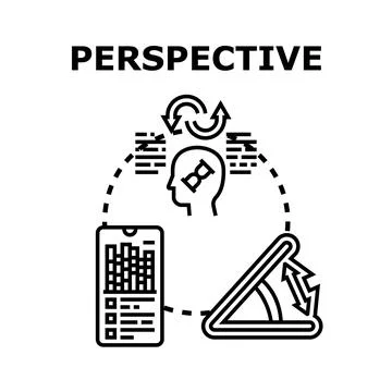 Perspective concept with mind, data, and angle adjustment Иллюстрация