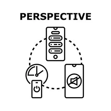 Perspective concept with mobile interface illustration Stockillustratie