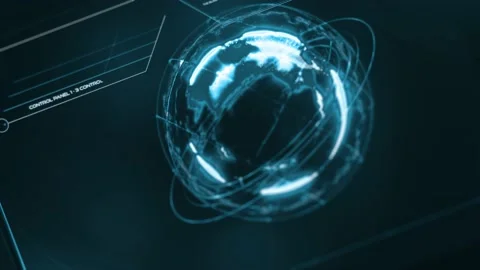 Perspective digital HUD Earth Globe user interface Stock Footage 142942094