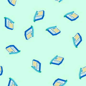 Perspective drawing architectural drafter isometric icon seamless pattern Stock Illustration