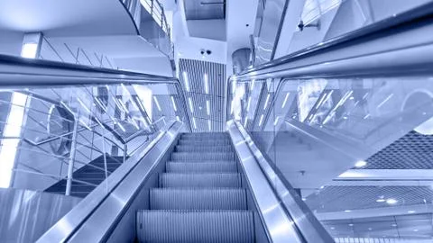 Perspective of escalator Stock Photos