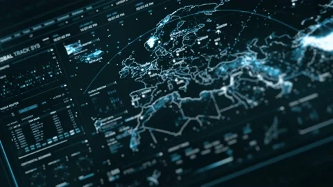 Perspective futuristic interface screen. Extremely detailed blue cyber map 스톡 동영상 141602369