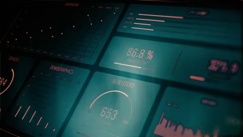 Perspective futuristic user interface with HUD and infographic elements Stock Footage 140917397