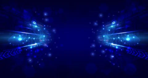 Perspective glowing speed arrow. Abstract futuristic high technology backgrou イラスト素材