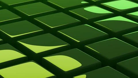Perspective green cubes surface with illuminated accents Stock Illustration