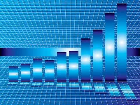 Perspective grid 3d perspective grid with a financial graph overlayed on t... Stock Photos