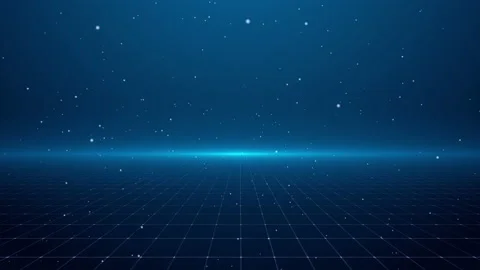 Perspective Grid. Abstract background shining blue floor ground particles. Stock Footage 130391298