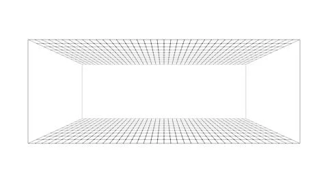 Perspective grid background. Rectangle wireframe room or box. Design element. Stock Illustration