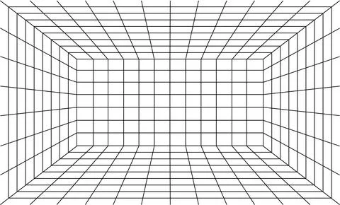Perspective Grid Black Thin Line. Vector Stock Illustration