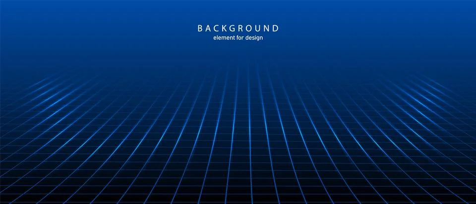 Perspective grid with depth of field effect. Abstract wireframe landscape. De Stock Illustration