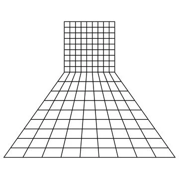 Perspective grid floor plane with vanishing point depth geometry lines Stock Illustration