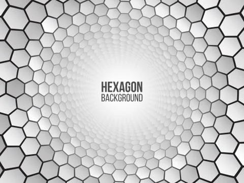 Perspective grid hexagon tunnel. Stock Illustration