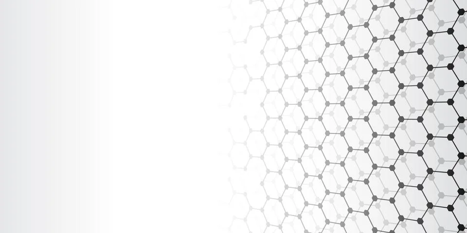 Perspective grid hexagonal surface. Abstract grey background with black shape Stock Illustration