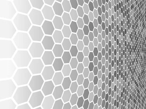 Perspective grid hexagonal surface. Stock Illustration