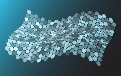 Perspective grid hexagonal surface. Stock Illustration