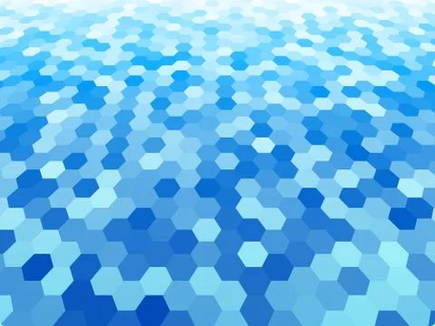 Perspective grid hexagonal surface. Stock Illustration