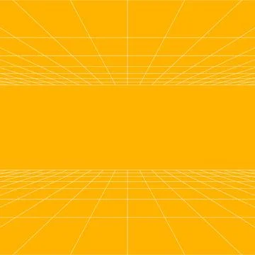 Perspective grid room background with yellow geometric walls, floor lines, empty Stock Illustration