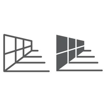 Perspective grid tool line and glyph icon, tools and design, perspective sign Stock Illustration