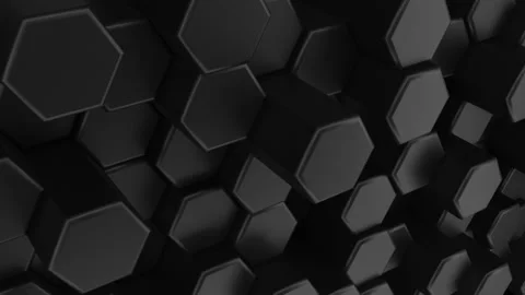 Perspective Hexagon Background. Minimal hexagonal grid animation in deep Black Stock Footage 207467082