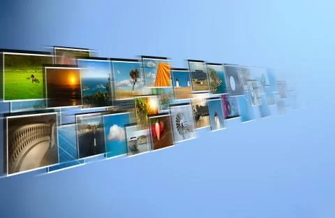 Perspective of images streaming from the deep 스톡 일러스트