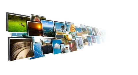Perspective of images streaming from the deep Perspective of images stream... Stock Photos
