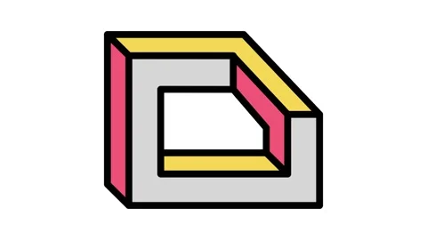 Perspective impossible geometric shape color icon animation Stock Footage 224954814