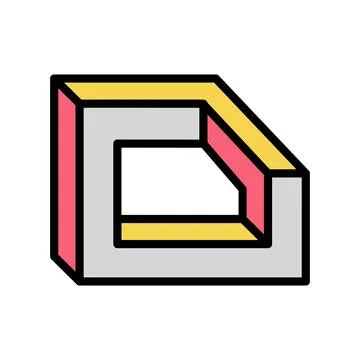 Perspective impossible geometric shape color icon vector illustration Stock Illustration
