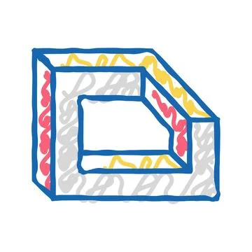 Perspective impossible geometric shape icon doodle illustration Stock Illustration