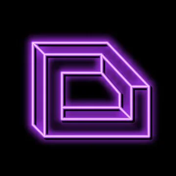 Perspective impossible geometric shape neon glow icon illustration Stock Illustration