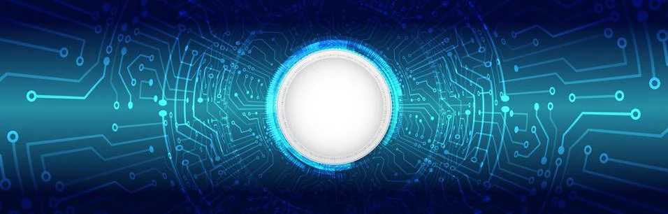 Perspective ?ircular Circuit board vector illustration. Wide 3d High-tech tec Stock Illustration