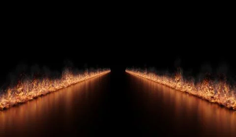 Perspective Lines of Fire Converging - 3d illustration Stock Illustration