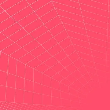 Perspective mesh grid pink dynamic corridor background vector illustration Illustrazione stock