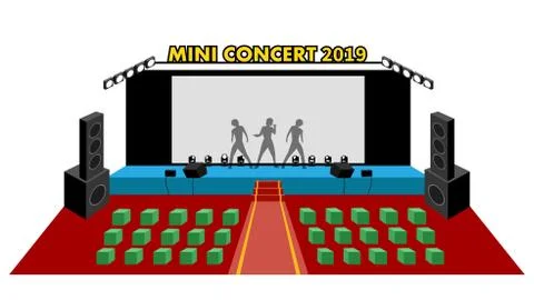Perspective Mini concert in 3D flat design, vector Stock Illustration