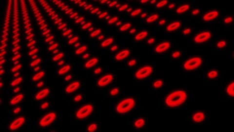 Perspective motion of glowing red rings forming animated digital surface Stock Footage 304831631