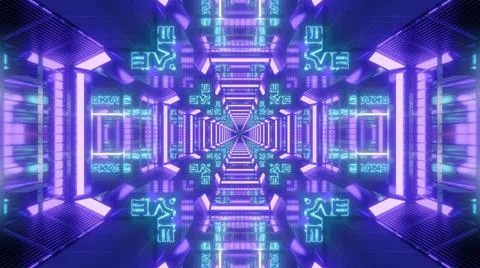 Perspective neon hi tech abstract 3d illustration background Illustrazione stock