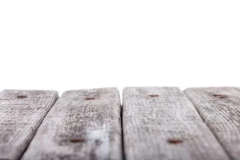 Perspective of old boards with white background Foto stock