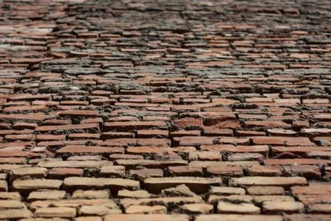 Perspective of old red brick wall Stock Photos