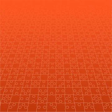 Perspective Orange Puzzles Pieces - Vector Jigsaw Stock Illustration