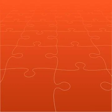 Perspective Orange Puzzles Pieces - Vector Jigsaw Stock Illustration